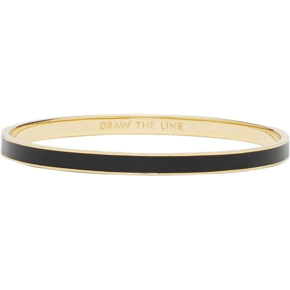 Kate Spade Idiom  Collection "Draw the Line" Bangle Bracelet Black / Gold - Picture 1 of 6